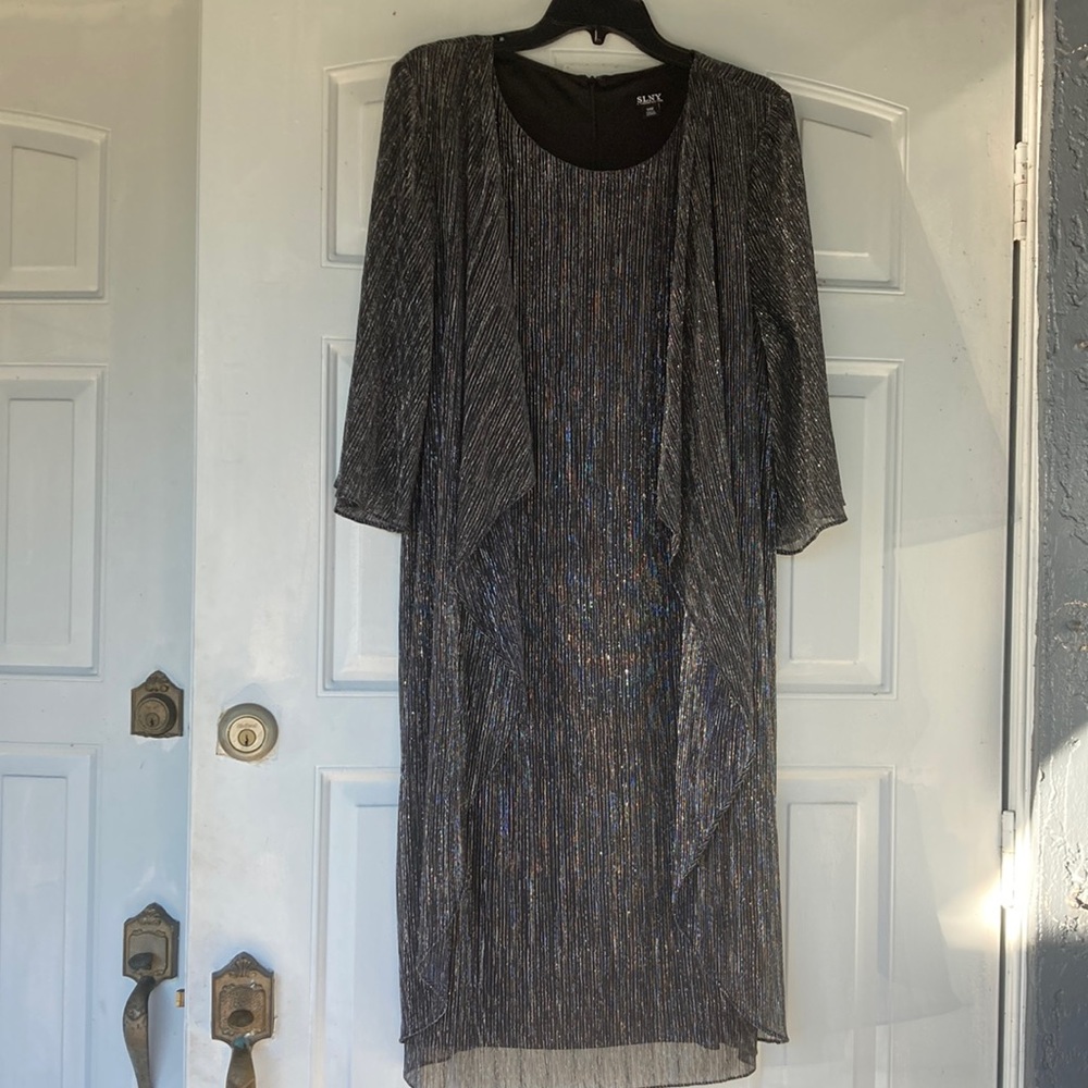 Black dress with metallic threads through size 14 W SLNY